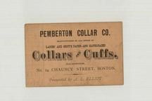 Pemberton Collar Co. 2, Perkins Collection 1850 to 1900 Advertising Cards